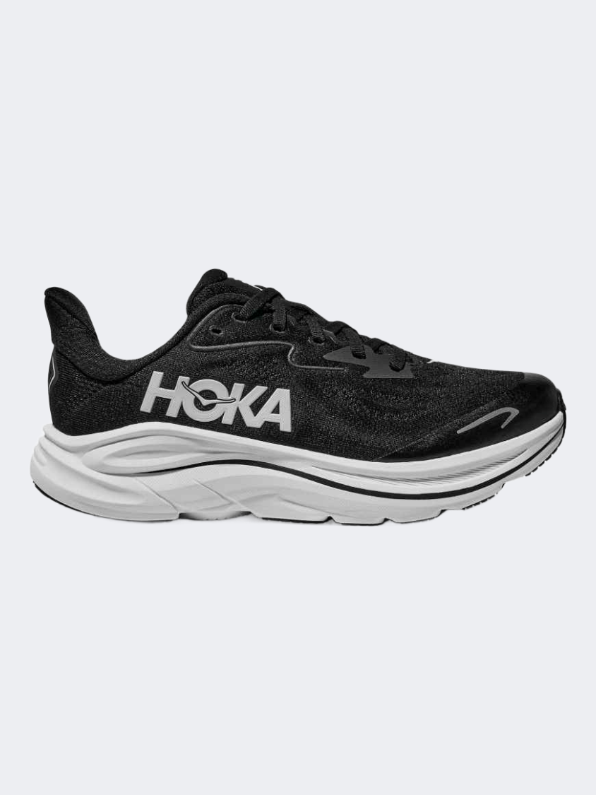 حذاء جري للأولاد Hoka Clifton 10 Gs باللون الأسود/الأبيض