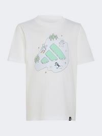 تيشيرت رياضي أبيض للأولاد الصغار من Adidas Summer Adventures