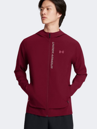 Under Armour Outrun The Storm جاكيت جري رجالي كاردينال/أسود
