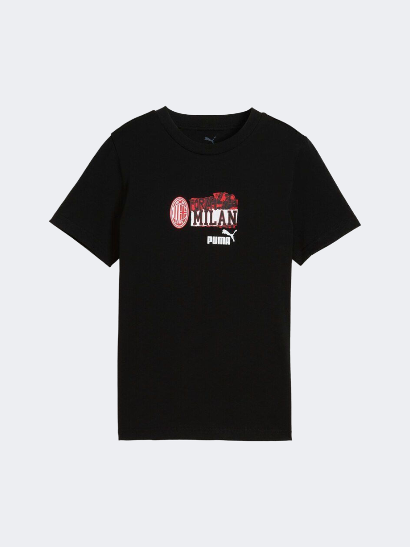 Puma Ac Milan Boys Football T-Shirt Black