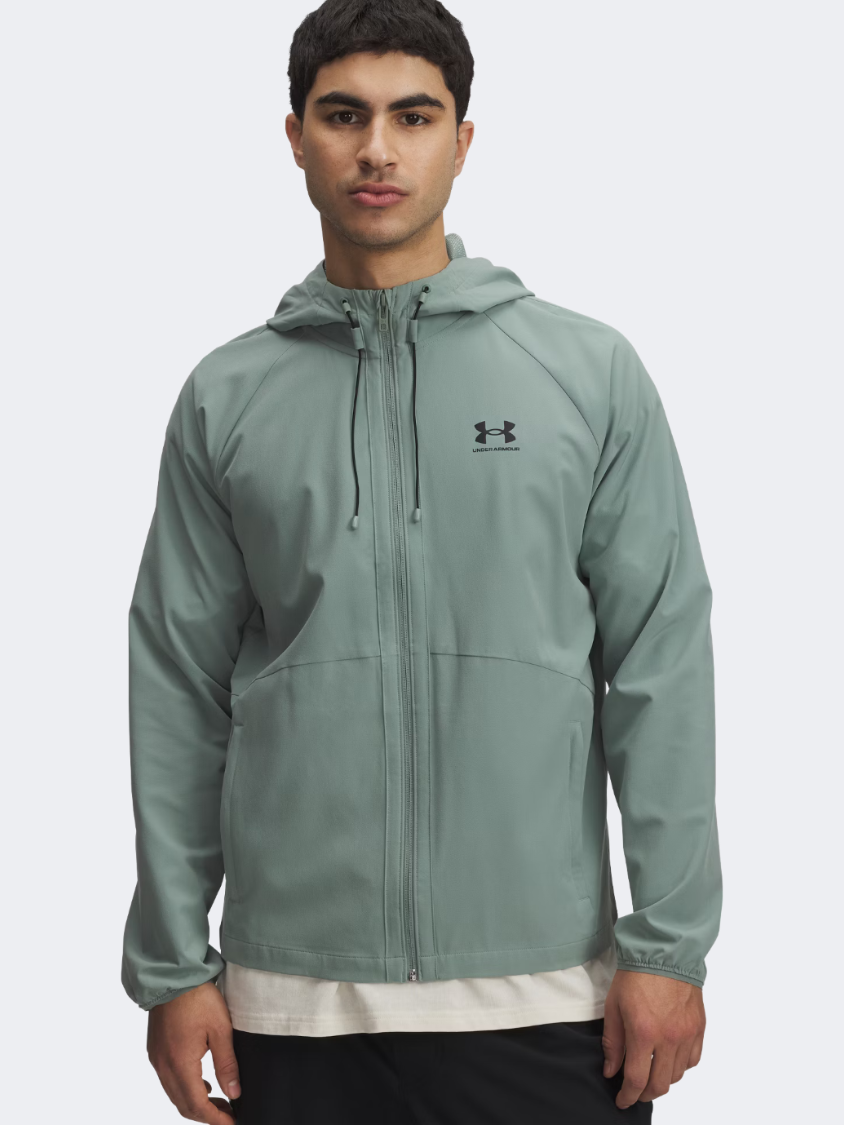 جاكيت نمط حياة رجالي من Under Armour منسوج مطاطي أخضر سيليكا