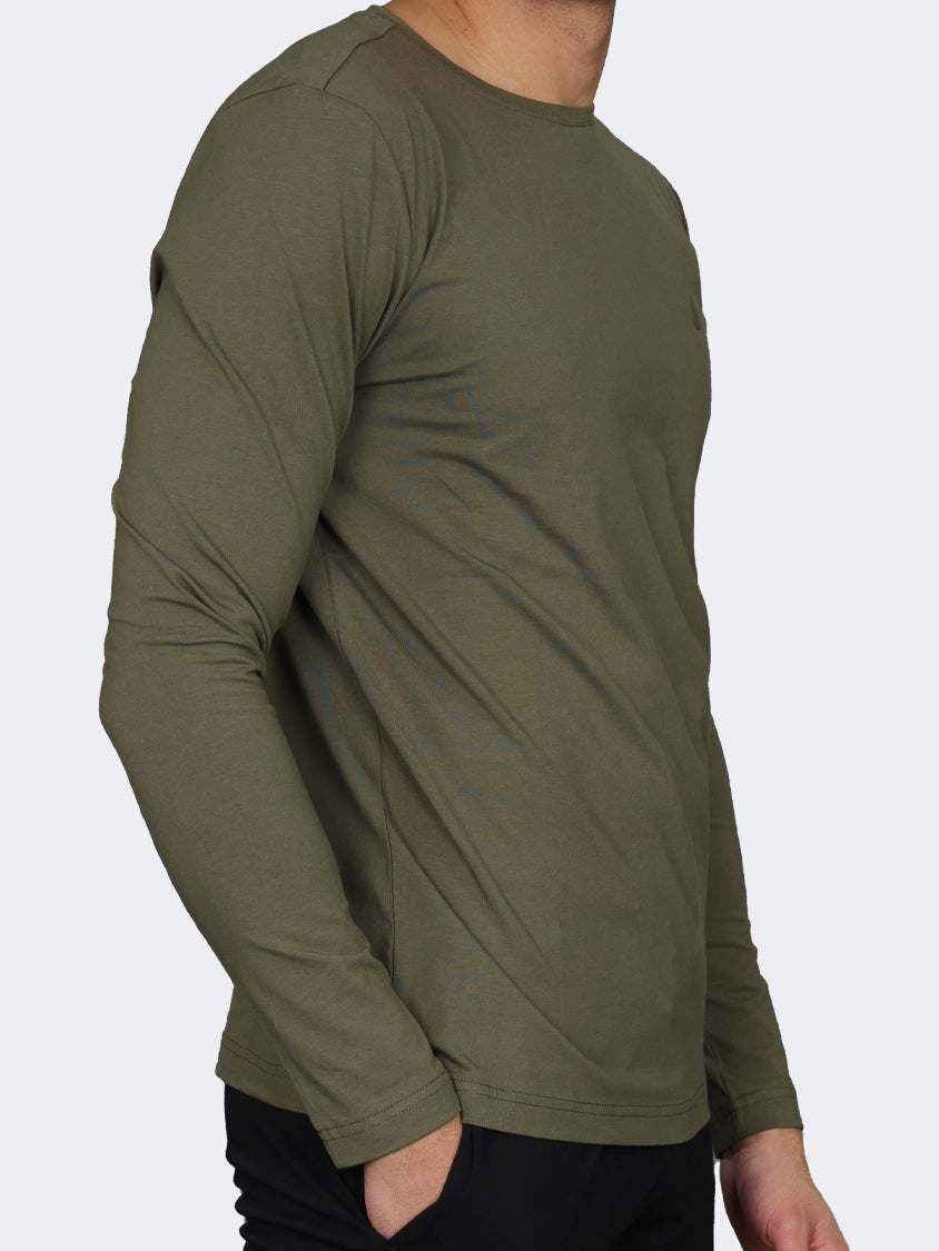 Oil And Gaz Classic Men Lifestyle R.Neck Long Sleeve Olive