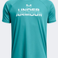 Under Armour Tech Split Wordmark Boys Training T-Shirt Teal/White