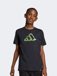تيشيرت رياضي أولاد Adidas Graphic Adrenaline Aesthetic أسود/ليموني