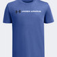 Under Armour Logo Wordmark Boys Training T-Shirt Tech Blue/Black