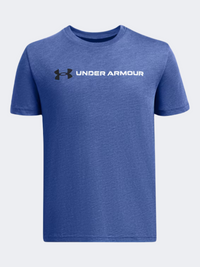 Under Armour تيشيرت تدريب أولاد Logo Wordmark أزرق تقني/أسود
