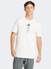 تيشيرت تدريب رجالي Strength Graphic من Adidas أبيض طباشيري