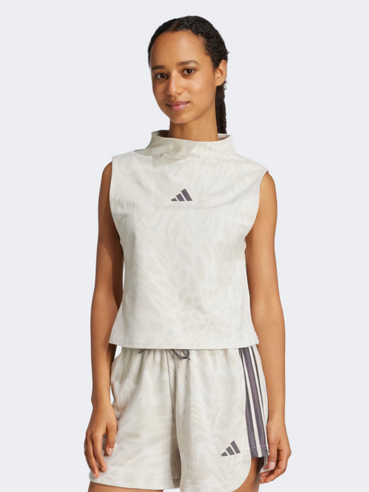 Adidas Skeleton Essentials High Neck Women Sportswear Sleeveless Multicolor/Grey