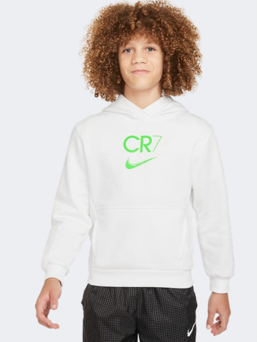 Nike Cr7 Club Boys Football Hoody White/Green Strike