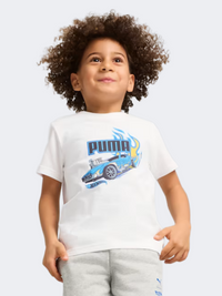 Puma X Hot Wheels غرافيك تيشيرت لايف ستايل أولاد أبيض