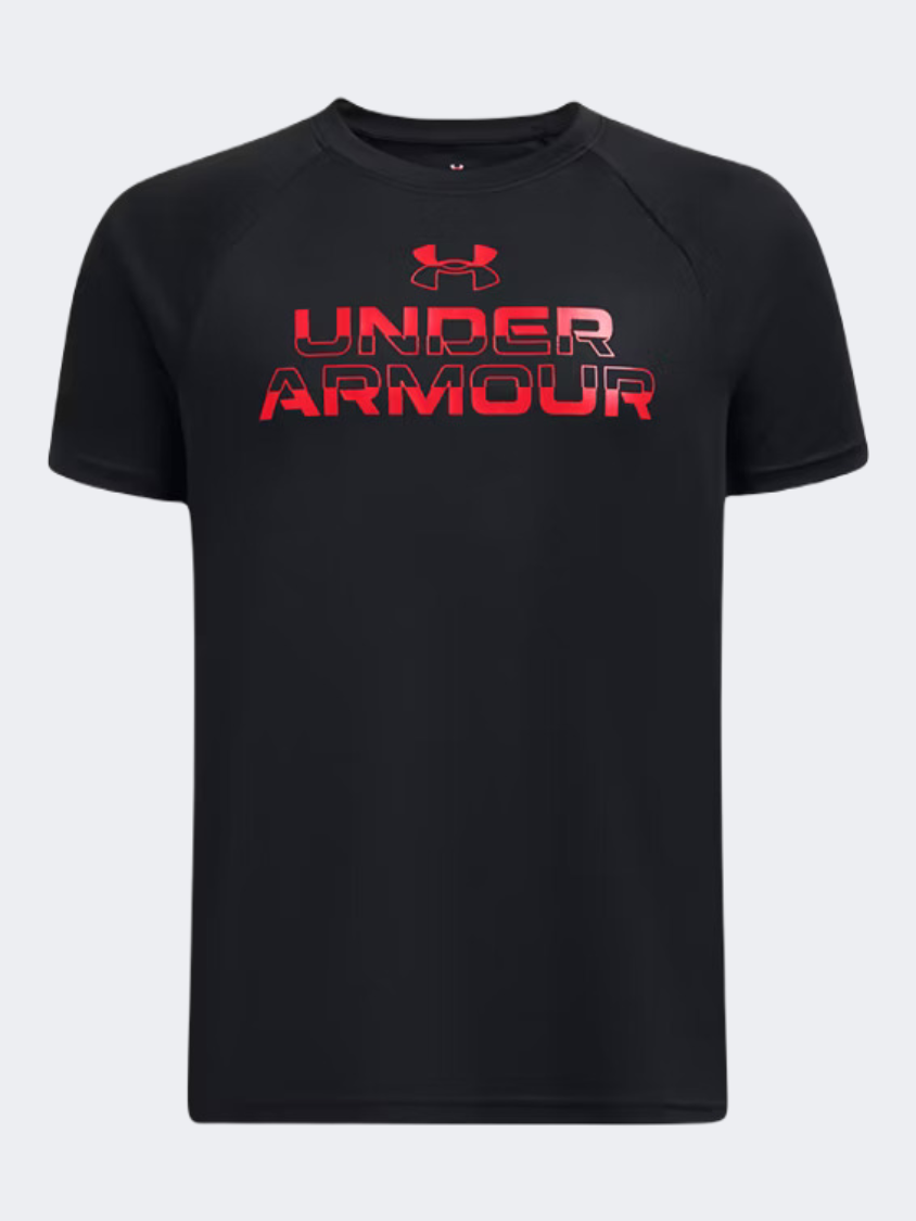 1383010-002 Ua Tech Split Wordmark Ss Black Red