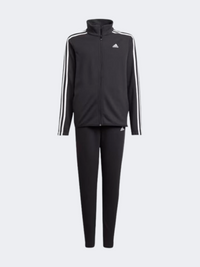 Adidas بدلة رياضية للأولاد سوداء/بيضاء