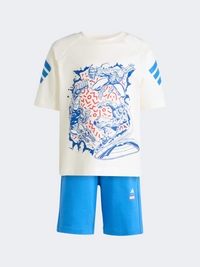 طقم رياضي أولاد صغار Adidas Marvel Avengers أوف وايت/أزرق راي