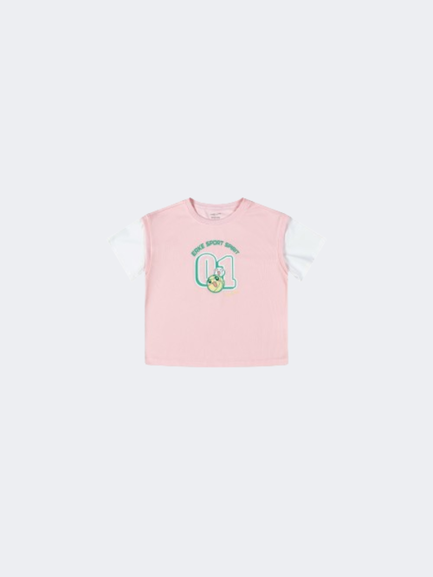 Erke Crew Neck Little-Girls Lifestyle T-Shirt Pink