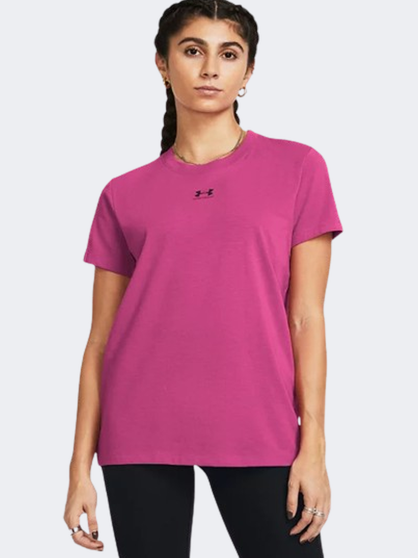 Under Armour Essential Rival Core Women Lifestyle T-Shirt Astro Pink/Black