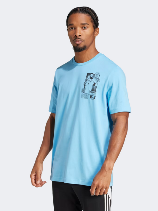 Adidas Messi Icon Graphic Men Football T-Shirt Semi Blue Burst