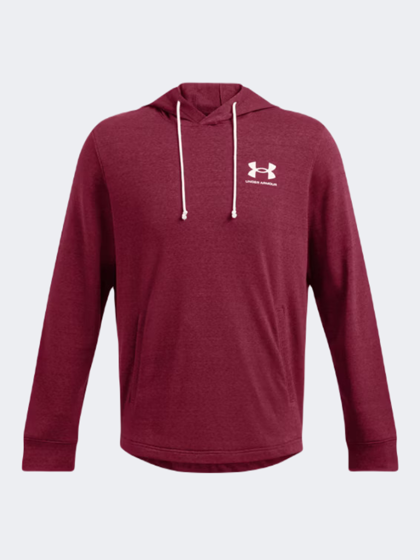 Under Armour Rival Terry Left Chest Logo Men Lifestyle Hoody Cardinal/White