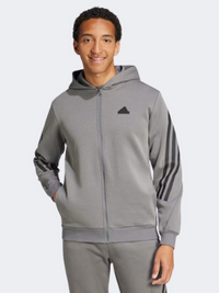 هودي رجالي رياضي Adidas Future Icons 3 Stripes جراي فور