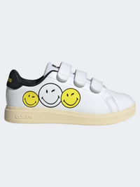 حذاء رياضي للأولاد Adidas Advantage Smiley أبيض/أصفر/أسود