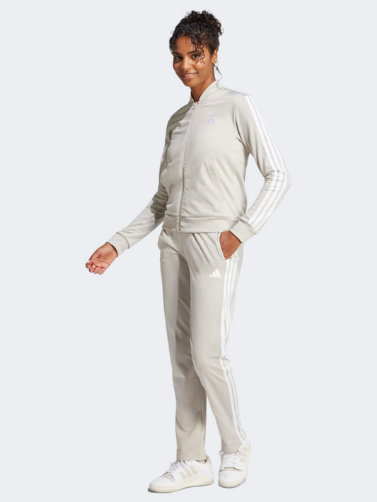 Adidas Essentials 3-Stripes Women Sportswear Tracksuit Beige