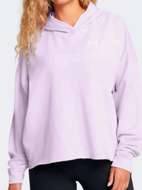 Under Armour Rival Terry Oversized هودي نسائي أسلوب حياة بنفسجي ملحي/أبيض