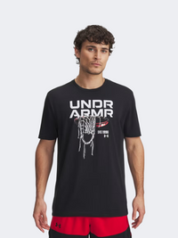 Under Armour 60/40S هوبس نت تيشيرت كرة سلة رجالي أسود/أبيض