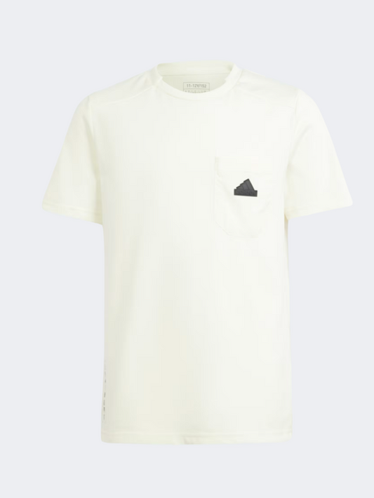 Adidas City Escape Boys Sportswear T-Shirt Ivory/Black
