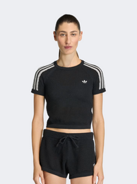 تيشيرت نسائي محبوك كروشيه فايربيرد Originals من Adidas باللون الأسود
