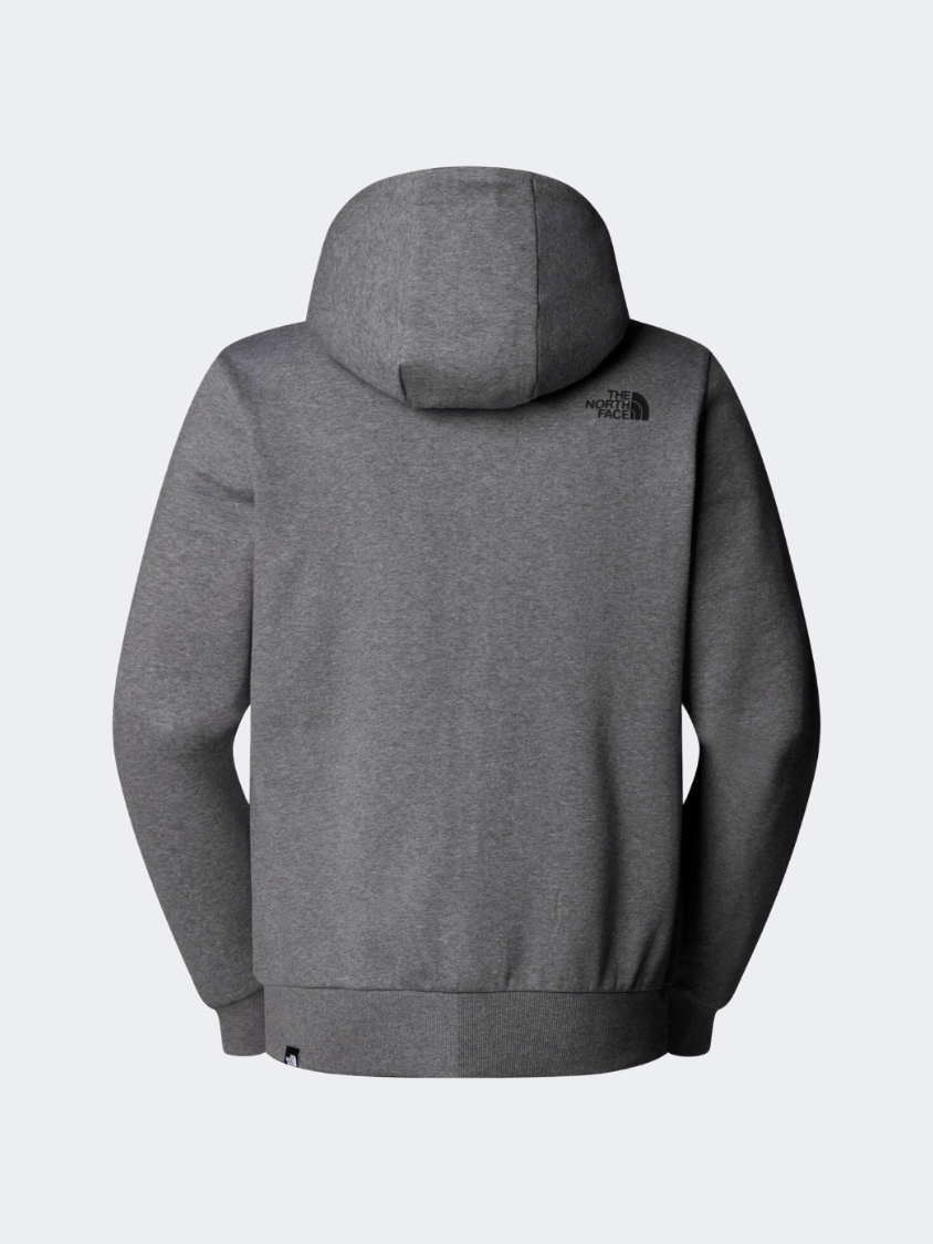 The North Face سترة بغطاء رأس للرجال بنمط حياة Simple Dome بسحاب كامل رمادي متوسط هذر