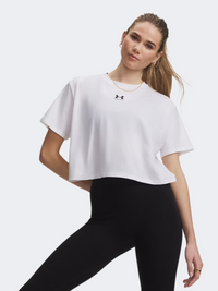 تيشيرت لايف ستايل نسائي Under Armour Rival Boxy أبيض/أسود