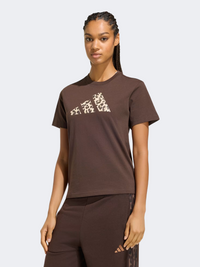 Adidas Animal Graphic Women Sportswear T-Shirt Dark Brown