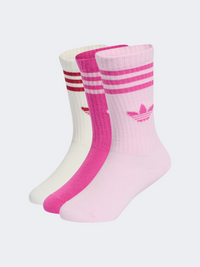 جوارب Adidas بطول الكاحل للبنات، 3 أزواج، لون أوركيد فيوجن/متعدد الألوان