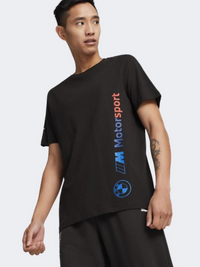 Puma Bmw Mms Logo تيشيرت نمط حياة رجالي أسود/أزرق/أحمر