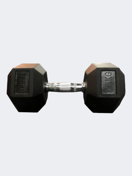 Irm-Fitness Factory Rubber Hex Dumbbell 17.5Kg Weights Black
