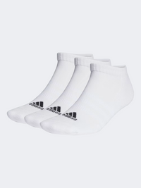 جوارب تدريب منخفضة مبطنة 3 أزواج للجنسين Adidas Cushioned Low-Cut - أبيض/أسود