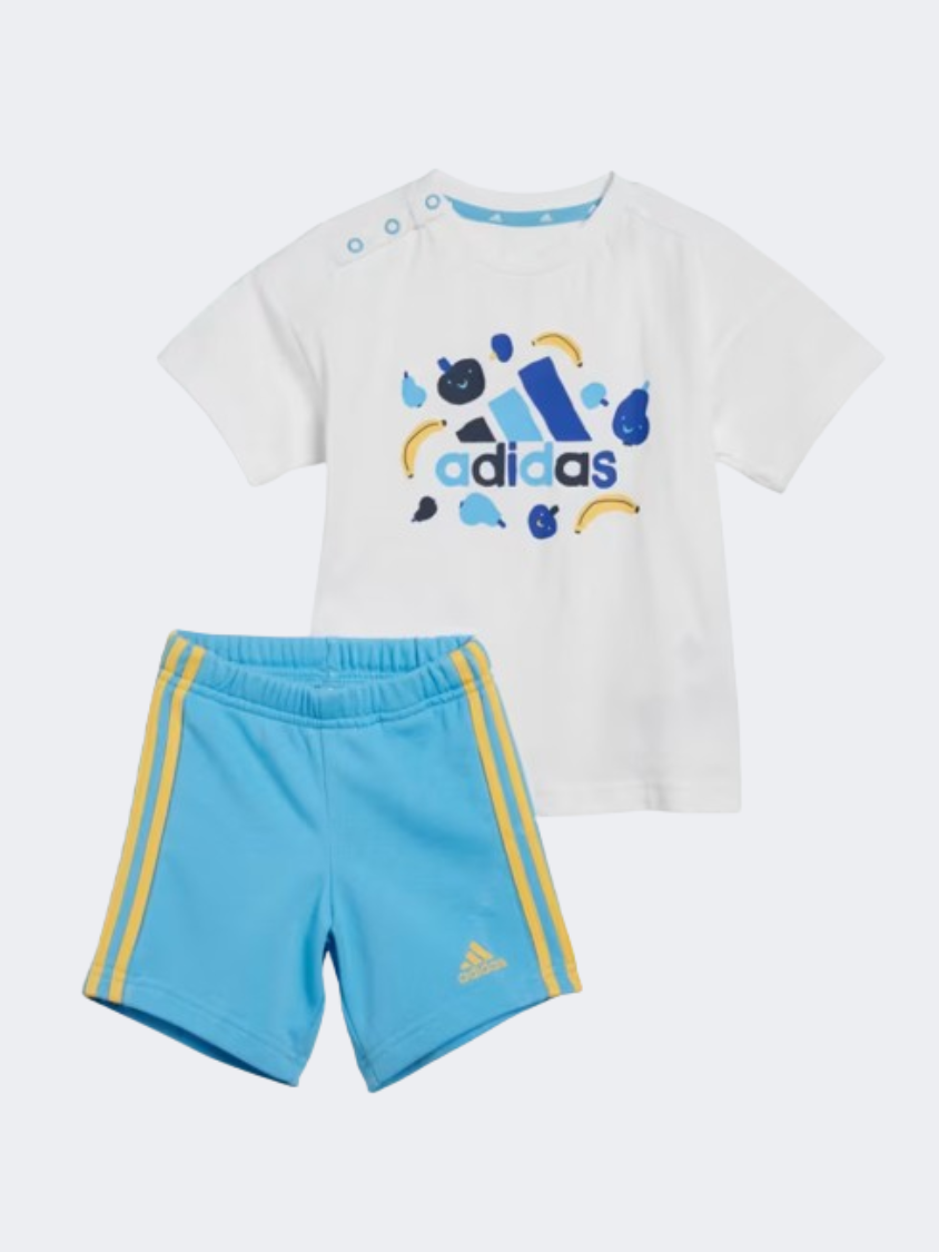 Adidas Essentials All Over Print Fruit Baby Boys Sportswear Set White/Blue Burst