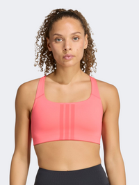 Adidas Optime 3 Stripes Medium Support Women Training Bra Pure Turbo/Pink