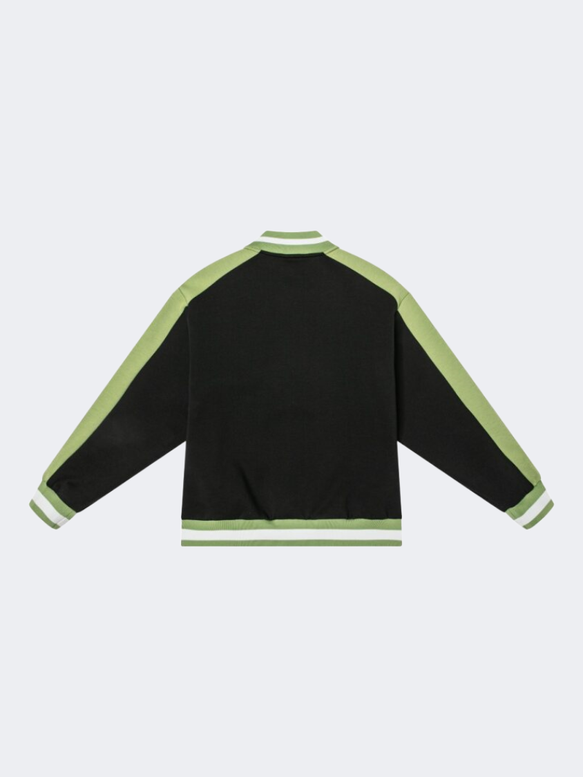 جاكيت كرة السلة للأطفال-أولاد بسحاب كامل من Erke أسود/أخضر