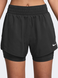 Nike ون هاي رايز شورت نسائي تدريب 3 إنش 2 في 1 أسود/أبيض