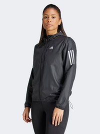 جاكيت جري نسائي Adidas Own The Run أسود/أبيض