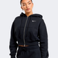 هودي نسائي قصير من Nike Sportswear Phoenix Fleece أسود/أبيض كريمي للرياضة ونمط الحياة