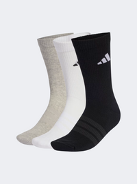 Adidas Cushioned Sportswear Crew 3 Pair Unisex Training Sock Grey/White/Black