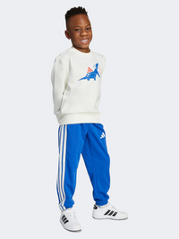 طقم رياضي أولاد صغار Adidas سيزونال إسينشالز أديرابتور فليس جوجر أوف وايت