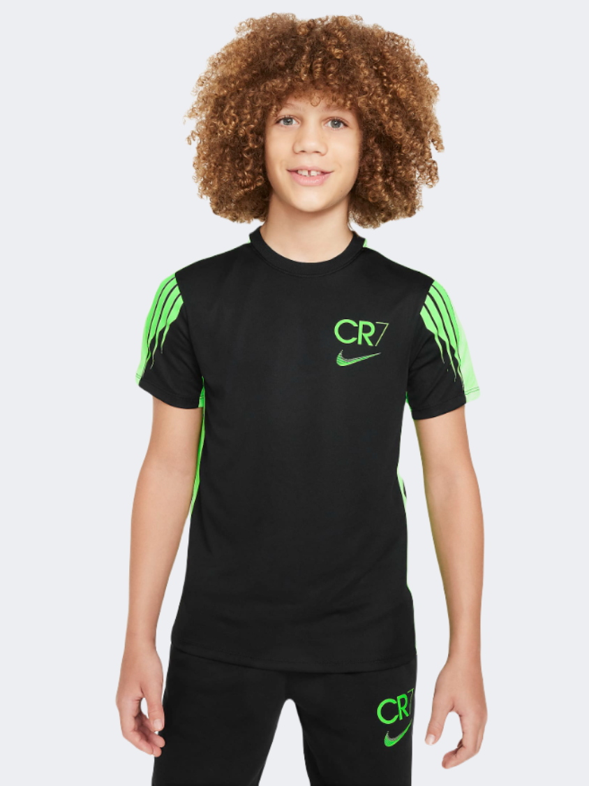 Nike Cr7 Academy 23 Boys Football T-Shirt Black/Green Strike – Mike ...