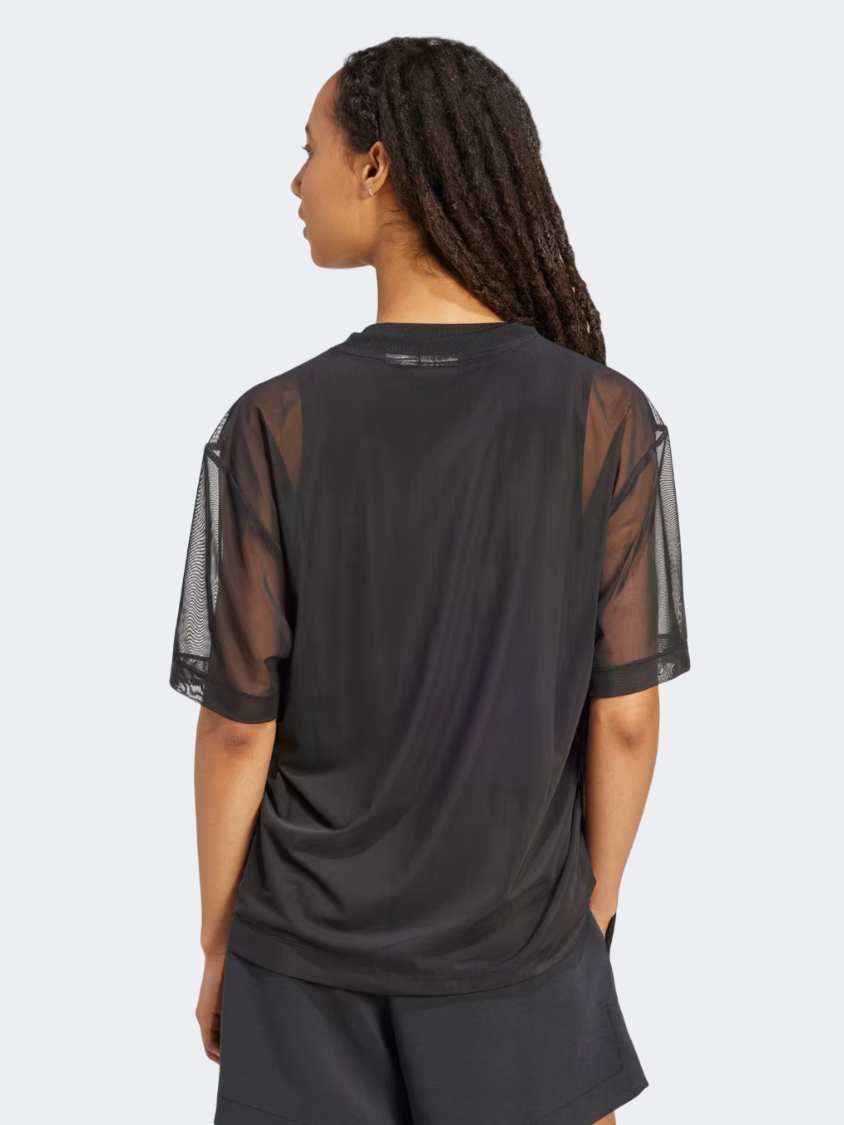 Adidas Soft Lux Mesh Women Sportswear T-Shirt Black