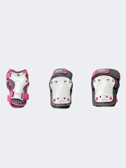 Roces Ventilated 3 Pack Girls Skating Protection White/Pink