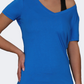 Oil And Gaz Wide V Neck Women Lifestyle T-Shirt Blue