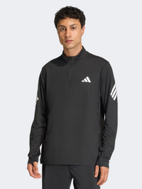 تيشيرت جري رجالي Adidas Adi365 Iconic بسحاب نصفي وأكمام طويلة أسود