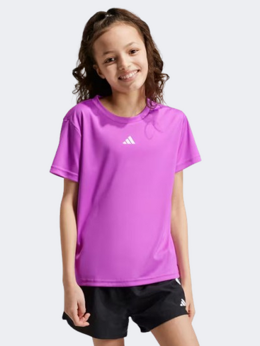 Adidas Essentials Logo Kids-Girls Sportswear T-Shirt Purple Burst/White