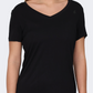 Oil And Gaz V Neck Plain Regular Fit Women Lifestyle T-Shirt Black